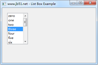 Python wxPython库使用wx.ListBox创建列表框示例