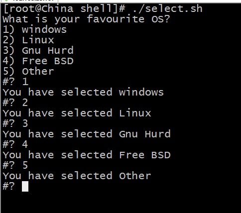 linux之shell编程select和case用法